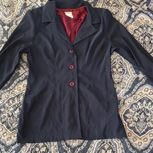 Classic Navy Blazer with Red Buttons